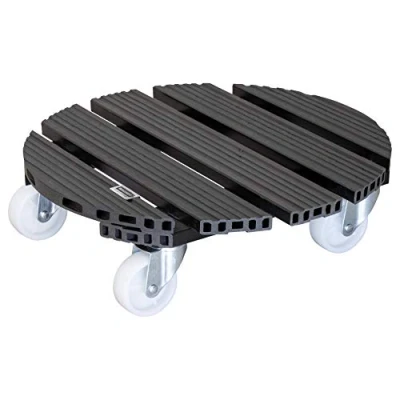 Abbildung von Wagner Pflanzenroller WPC Ø 38,5 x 11 cm I Blumenroller für Außenbereich + Innenbereich Kübelroller aus FSC® Wood Plastic Composite, anthrazit 2 Feststeller Tragkraft 150 kg 20054501