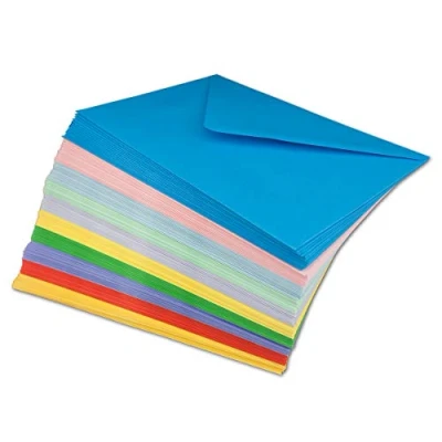 Abbildung von 50 Briefumschläge Bunt Mix DIN C5 100 g/m² Kuvert Ohne Fenster 16,2 x 22,9 cm Nassklebung spitze Klappe Umschläge Paket farbig zum basteln Glüxx Agent