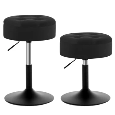 Abbildung von WOLTU 2X Verstellbarer Sitzhocker Stuhl, Arbeitshocker Bürohocker Hocker mit Stauraum, niedriger Barhocker aus Samt für Kneipe Esszimmer, Schwarz, 49,5 65 cm, BH329sz 2