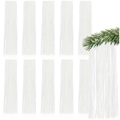 Abbildung von com four® 10x Lametta weiße Girlande für Weihnachten Christbaumschmuck den Tannenbaum Vorhang mit glatten Fäden (weiß 10 Stück)