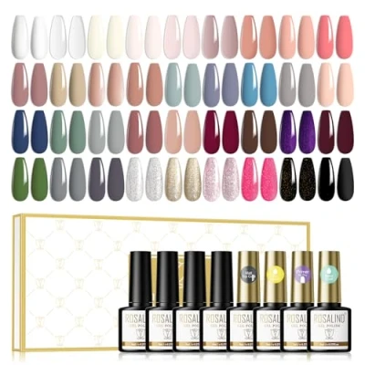 Abbildung von ROSALIND UV Nagellack Set 40 Pcs 8ml Shellac Mit Glänzender Matte Überlack, Unterlack, Primer 36 Farben LED Nail Polish ManiküRe für AnfäNger Nagelstudio