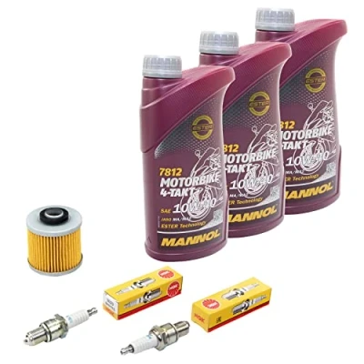 Abbildung von Wartungspaket Öl 3L + Ölfilter Zündkerzen für Yamaha XV 535 XV535 2YL VJ01 3BR Baujahr 1988 2003