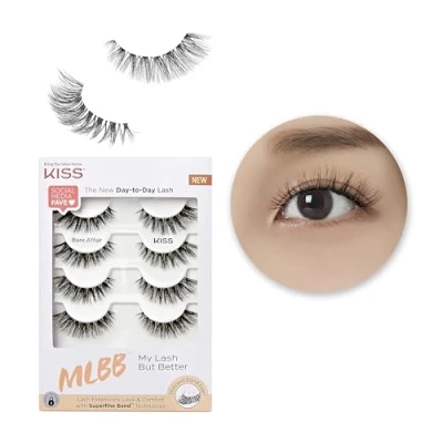 Abbildung von KISS My Lash But Better Fake Eyelashes Multipack Bare Affair, 4 Pair Pack, unsichtbar, leicht, wiederverwendbar, Contact Lens Friendly, Voluminous, Comfortable 8 Total