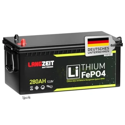 Abbildung von LANGZEIT LiFePO4 280Ah 12V Lithium Batterie Wohnmobil Solarbatterie Akku Solar Bootsbatterie USV inkl. BMS ersetzt 200Ah 300Ah
