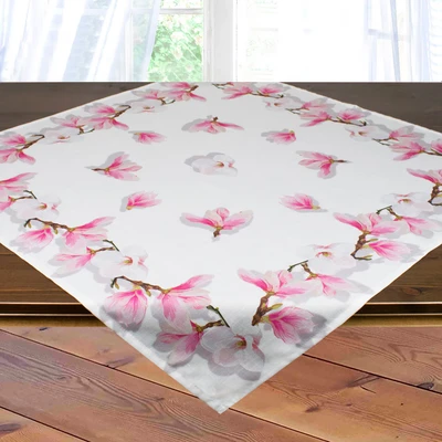 Abbildung von Delindo Lifestyle Mitteldecke &quot;Magnolien&quot;, Glattes Gewebe, bedruckt