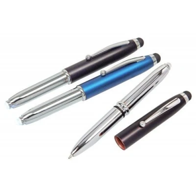 Abbildung von 2x Touchpen Kugelschreiber mit LED Licht &amp; Touchscreenstift / 1x schwarz + blau