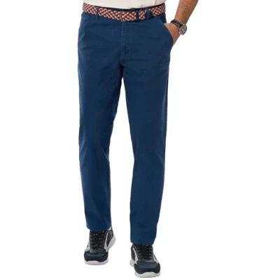 Abbildung von Suprax Chino Hose Herren mit Gürtel, Freizeithose Dehnbund für extra Bewegungsfreiheit, Stretch in Regular fit Passform, Royalblau, Gr. 52