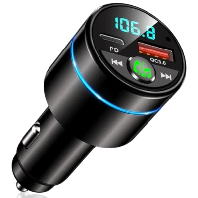 Abbildung von Mohard FM Transmitter Auto Bluetooth 5.3, Ganzmetall PD 30W &amp; QC3.0 18W Schnelles Autoladegerät Zigarettenanzünder, KFZ Adapter Freisprechanlage, Noise Cancelling Mikrofon, Ringlicht