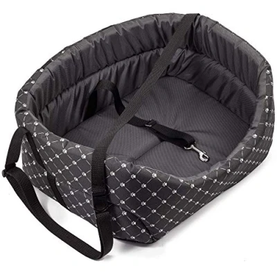 Abbildung von BOUTIQUE ZOO Hunde Autositz Universal Waschbar Abriebfest, Hund für Vordersitz, Beifahrersitz, Rückbank, Hundebett Hundetasche, S: 39 cm x 32 cm, Schwarz/Dunkelgrau Polyester