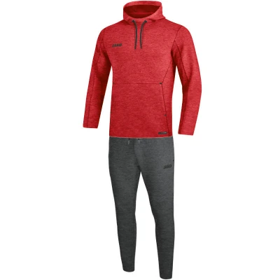 Abbildung von JAKO Damen Jogginganzug Premium Basics mit Kapuzensweat, rot meliert, 40, M9629