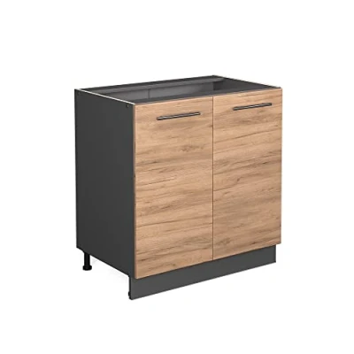 Abbildung von Vicco Spülenunterschrank Fame Line, Goldkraft Eiche/Anthrazit, 80cm, ohne Arbeitsplatte