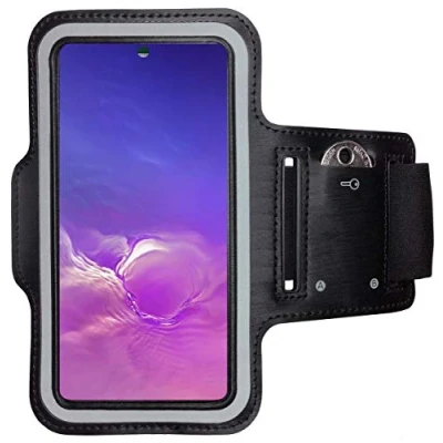 Abbildung von CoverKingz Sportarmband für Samsung Galaxy S10 Lite Armtasche mit Schlüsselfach Oberarm Halterung Sport Laufarmband Handy Armband Schwarz
