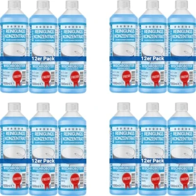 Abbildung von 12x 1000ml Wischroboter Reinigungsmittel Konzentrat mit Frische Duft &amp; Dosierbecher Streifenfrei schaumarm Saugwischer Bodenreiniger