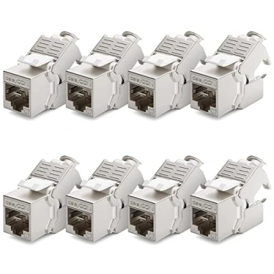 Abbildung von deleyCON 8x CAT 7 Keystone Jack Modul Optimal für CAT7 CAT6 CAT6a Verlegekabel Verbinder Patchkabel Netzwerkkabel STP Schirmung RJ45 Buchse 1000 MHz 10 Gbit/s Schneidklemme (LSA)