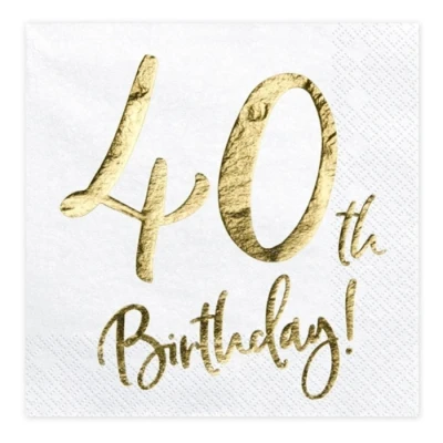 Abbildung von PartyDeco Servietten Birthday Gold 40th. 33x33cm/20St.