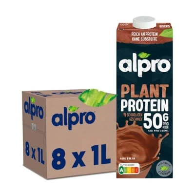 Abbildung von Alpro Proteindrink Soja Schokolade 8x1L 100% pflanzlich laktosefrei zuckerarm reich an pflanzlichem Protein