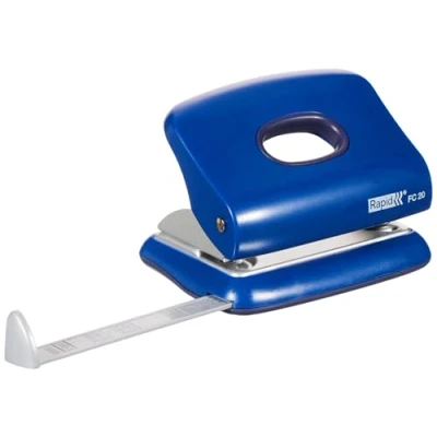 Abbildung von Rapid 23721801 Kleiner Locher (20 Blatt, Anschlagschiene mit Formatvorgaben, Metall, FC20, Blisterverpackung) blau