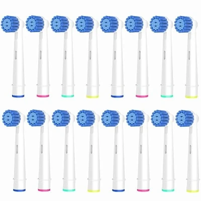 Abbildung von 16 Stück Sensitive Aufsteckbürsten Kompatibel mit Oral B Elektrische Zahnbürsten, Weiche Borsten für überlegene und schonende Reinigung