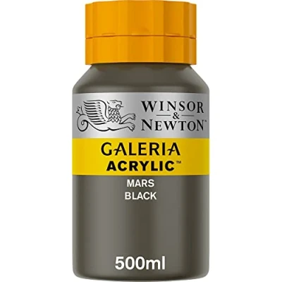 Abbildung von Winsor &amp; Newton 2150386 Galeria Acrylfarbe, hohe Pigmentierung, lichtecht, buttrige Konsistenz, 500 ml Topf Marsschwarz