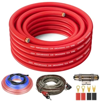Abbildung von Verstärker Kabelsatz, Anschluss Set Auto Kabel Set, Subwoofer Endstufe Kabel, Car Audio Wire, (4 Gauge Leitung, 5 Meter)