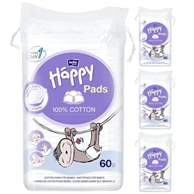 Abbildung von bella baby Happy Wattepads aus 100% Baumwolle 4er Pack (4 x 60 Stk.) 9 11 cm