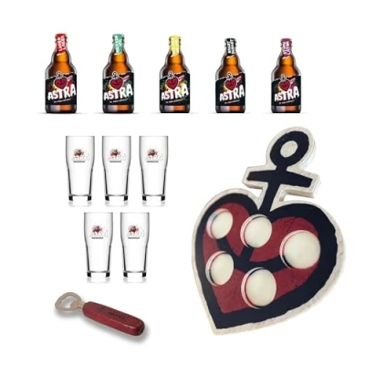 Abbildung von ASTRA St. Pauli Brauerei Tasting, 5 Flaschen handgebrautes, Original Brewhouse Gläser 0,1 L und Flaschenöffner im Set