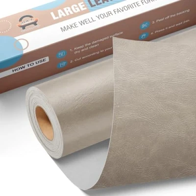 Abbildung von Leder Reparatur Set Neu Grau, OAZ Kunstleder Selbstklebend 40 x 80 cm, Reparaturset Patch Selbstklebende Lederflicken für Autositze Möbel Sofa Taschen