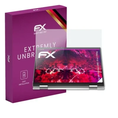 Abbildung von atFoliX Glasfolie kompatibel mit HP Pavilion x360 15 er1755ng Panzerfolie, 9H Hybrid Glass FX Schutzpanzer Folie