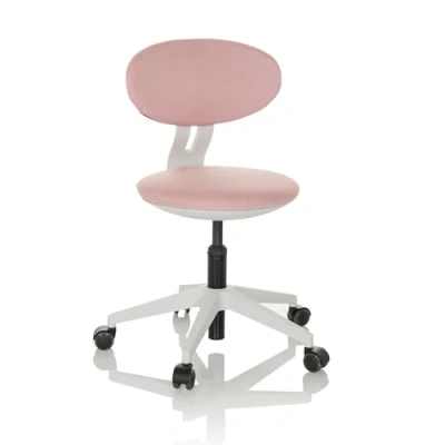 Abbildung von hjh OFFICE Kinderdrehstuhl mitwachsend MINIMOVO Kinder Bürostuhl höhenverstellbar, Schreibtischstuhl ohne Armlehnen, Stoff Rosa