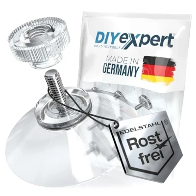 Abbildung von DIYexpert Saugnapf mit Gewinde aus Edelstahl Made in Germany [Ø 30 mm] [50 Stück] Hochwertige Saugnäpfe für Camping und Auto Ideal als Haken Saugheber