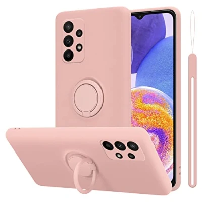 Abbildung von Cadorabo Hülle kompatibel mit Samsung Galaxy A23 4G 5G Schutzhülle TPU Silikon Case Liquid Design Ring Slim Kratzfest Liquidsilikon Microfaser für in Rosa