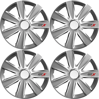 Abbildung von Sakura GTXCARBON14 Radzierblende Radkappe Set von 4 Passform Universal, GTX Carbon, 14 Zoll