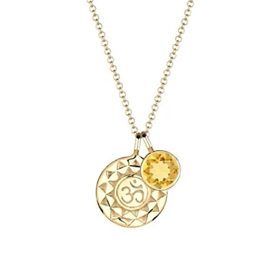 Abbildung von Elli Halskette Damen Ornament Anhänger Talisman Om Harmonie mit Citrin Gelb in 925 Sterling Silber Vergoldet