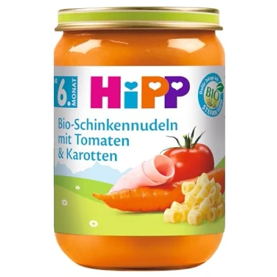 Abbildung von HiPP Bio Schinkennudeln mit Tomaten und Karotten, 6er Pack (6 x 190 g)
