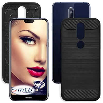 Abbildung von mtb more energy® Hülle Carbon für Nokia 7.1 Dual SIM (5.84&#039;&#039;) Schwarz flexibel TPU Case Cover Tasche Schutzhülle