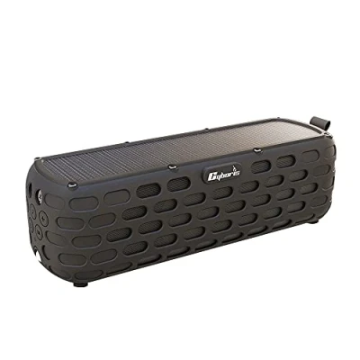 Abbildung von CYBORIS Solar Bluetooth Lautsprecher, 30 Stunden Spielzeit verbesserte Wireless HiFi Portable 5.0 Stereo Lautsprecher Powered Stoßfest und wasserdicht für Outdoor Kletter (Schwarz)