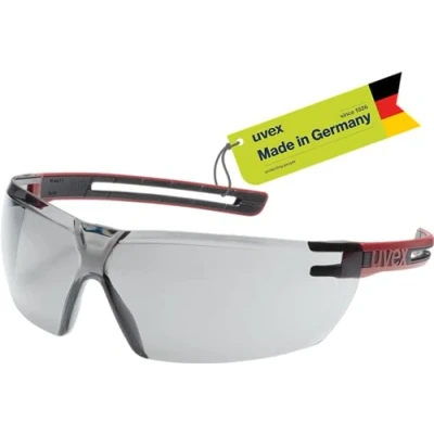 Abbildung von Uvex tune up Schutzbrille Sicherheitsbrille mit 100% UV Schutz metallfrei, Anti Beschlag &amp; kratzfest superleicht (23g) rot/schwarz, grau 23%