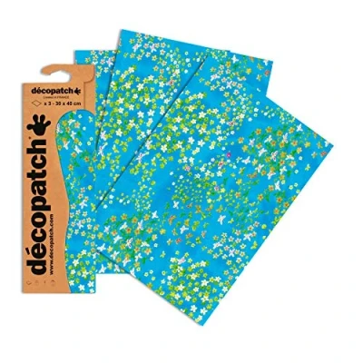 Abbildung von Decopatch Papier No. 499 (blau Schmetterlinge bunt, 395 x 298 mm) 3er Pack