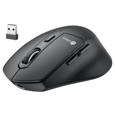 Abbildung von iClever Bluetooth Maus, Ergonomische Maus Kabellos MD360, Leise Wireless Mit Jiggler, 2.4G USB C Wiederaufladbarer Funkmaus Für Laptop, Computer Mouse Pc/Mac/Tablet/MacBook/Windows
