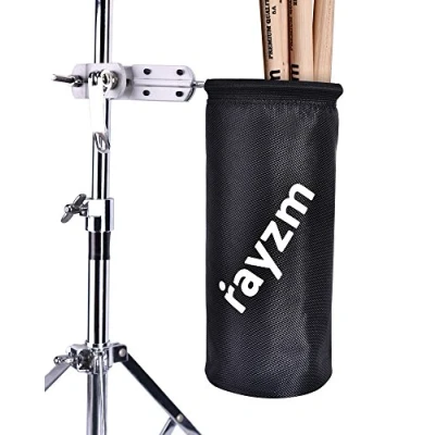 Abbildung von Rayzm Drumstick Halter/Trommelstockhalter/Trommelstock Tasche Beutel, Nylon Mallet/Brush/Beater Stickhalter mit Aluminium Klemme für Drum Kits &amp; Notenständer, bis zu 12 Paar Sticks