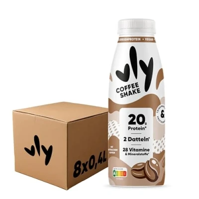 Abbildung von vly Coffee 400 ml Flasche Veganer Kaffee Drink + 20g Protein ohne Zuckerzusatz Proteinreich &amp; kalorienarm aus Pflanzenprotein Kaffeedrink Milchalternative Eiweiß Proteindrink