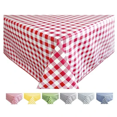 Abbildung von Wachstuch Tischdecke Abwaschbar Eckig 140 x 180 cm Kariert Karo Rot