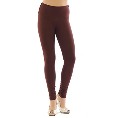 Abbildung von YESET Damen Leggings hoher Bund Lange Hose Leggins lang Baumwolle Wäsche braun XL