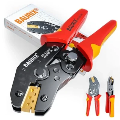 Abbildung von BAURIX® Crimpzange I Krimpzange für 0,50 2,50 mm² Steckverbinder einzeln Crimp Zange Flachsteckhülsenzange Crimpwerkzeug