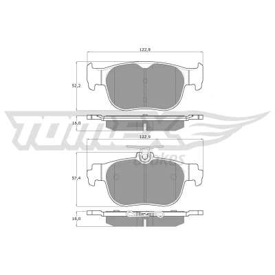Abbildung von TOMEX brakes TX 60 11 Bremsbelagsatz Hinterachse nicht für Verschleißwarnanzeiger vorbereitet VOLKSWAGEN: Golf VIII Schrägheck, Caddy V Kombi