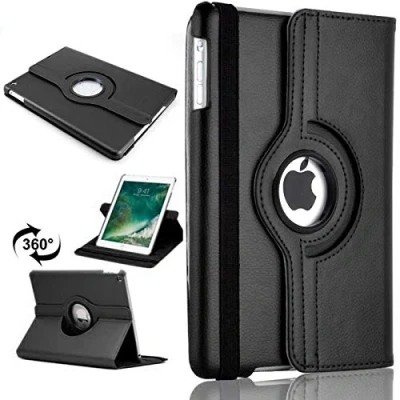 Abbildung von TechDealsUK 360 Grad drehbarer Leder Ständer Folio Schutzhülle für Apple iPad Air 2 2014, Schwarz