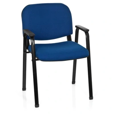 Abbildung von hjh OFFICE 704341 Besucherstuhl XT 650 Stoff Blau Konferenzstuhl gepolstert mit Armlehne, stapelbar