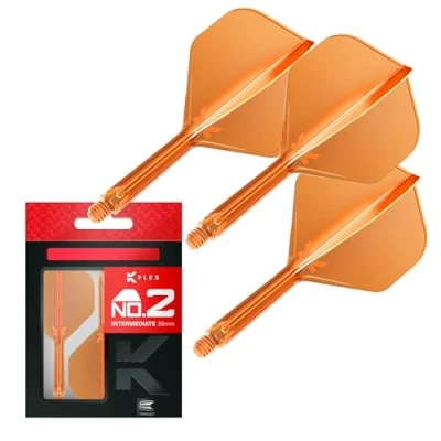 Abbildung von Target Darts K Flex Integrierter Dart Flug und Schaft, Nr. 2 Orange (Mittelstufe) 3er Pack 2, Kflex Precision Moulded In 1 Flights and Stem Professionelles Dartzubehör