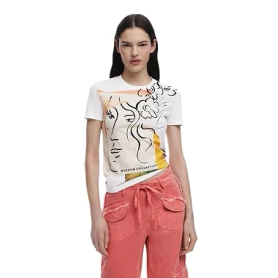 Abbildung von Desigual ARTY Faces Tshirt print, Damen, Größe: XS, White