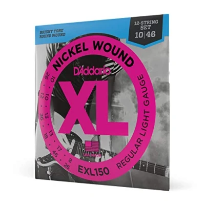 Abbildung von D&#039;Addario Gitarrensaiten E Gitarre Gitarren Saiten EXL150 Regular Light, 12 String, 10 46 1 Stück